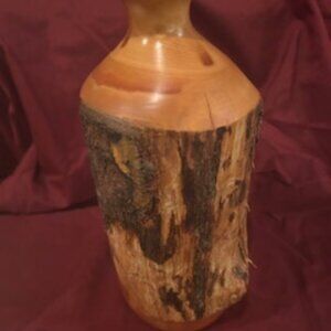 hand carved  wood vase